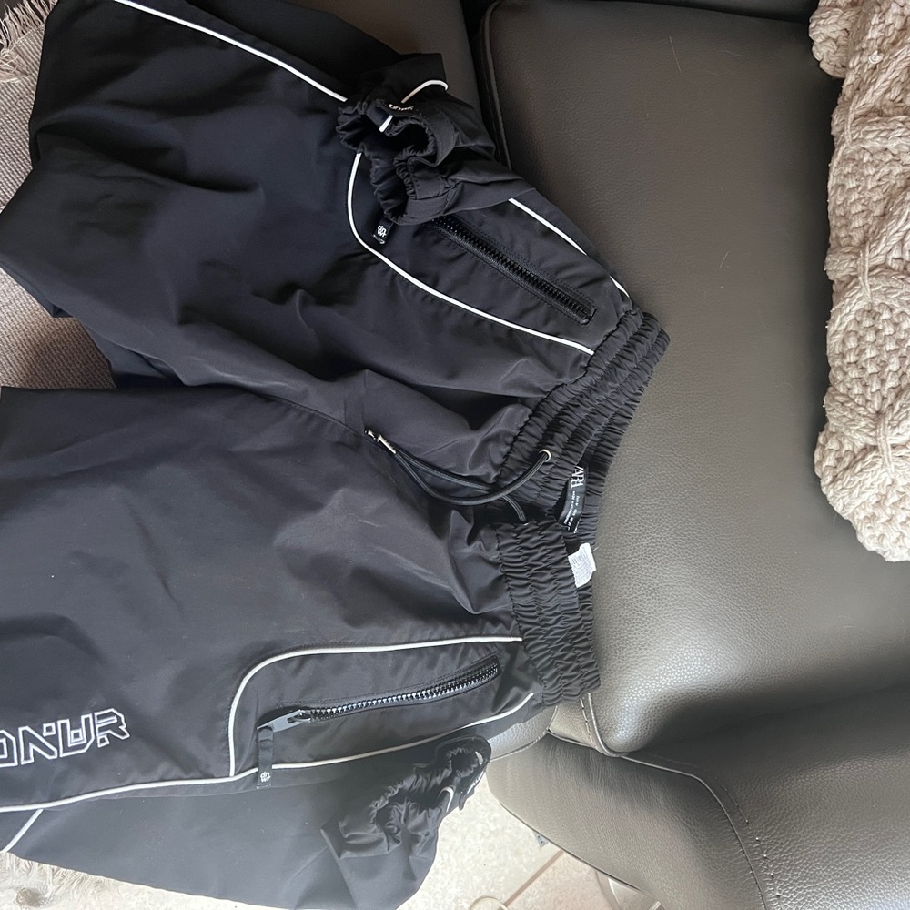 Zara Black Track Pants with White Accents